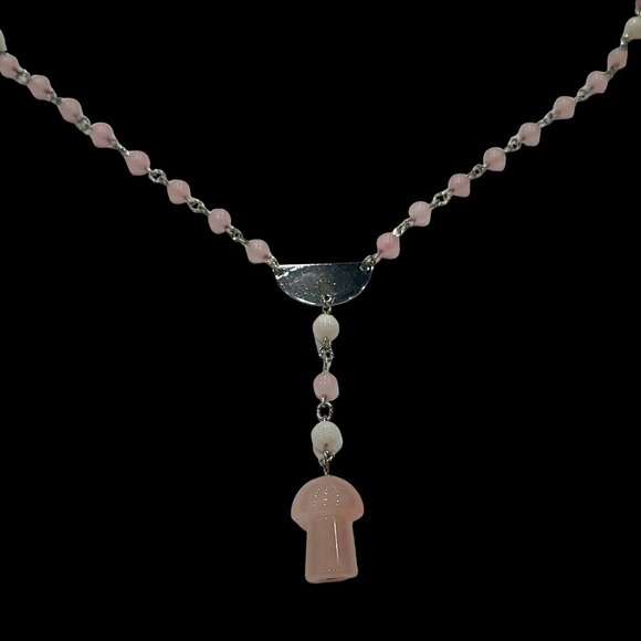 Rose Quartz Y Necklace - Picture 2 of 2